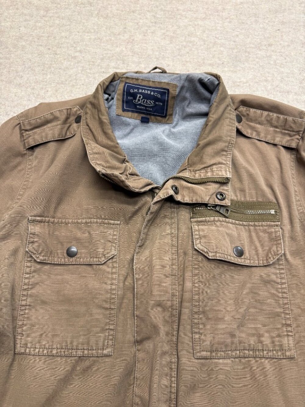 G.H. BASS & Co. Brown Military Style Full Zip Men's Jacket Size XL - Picture 2 of 9